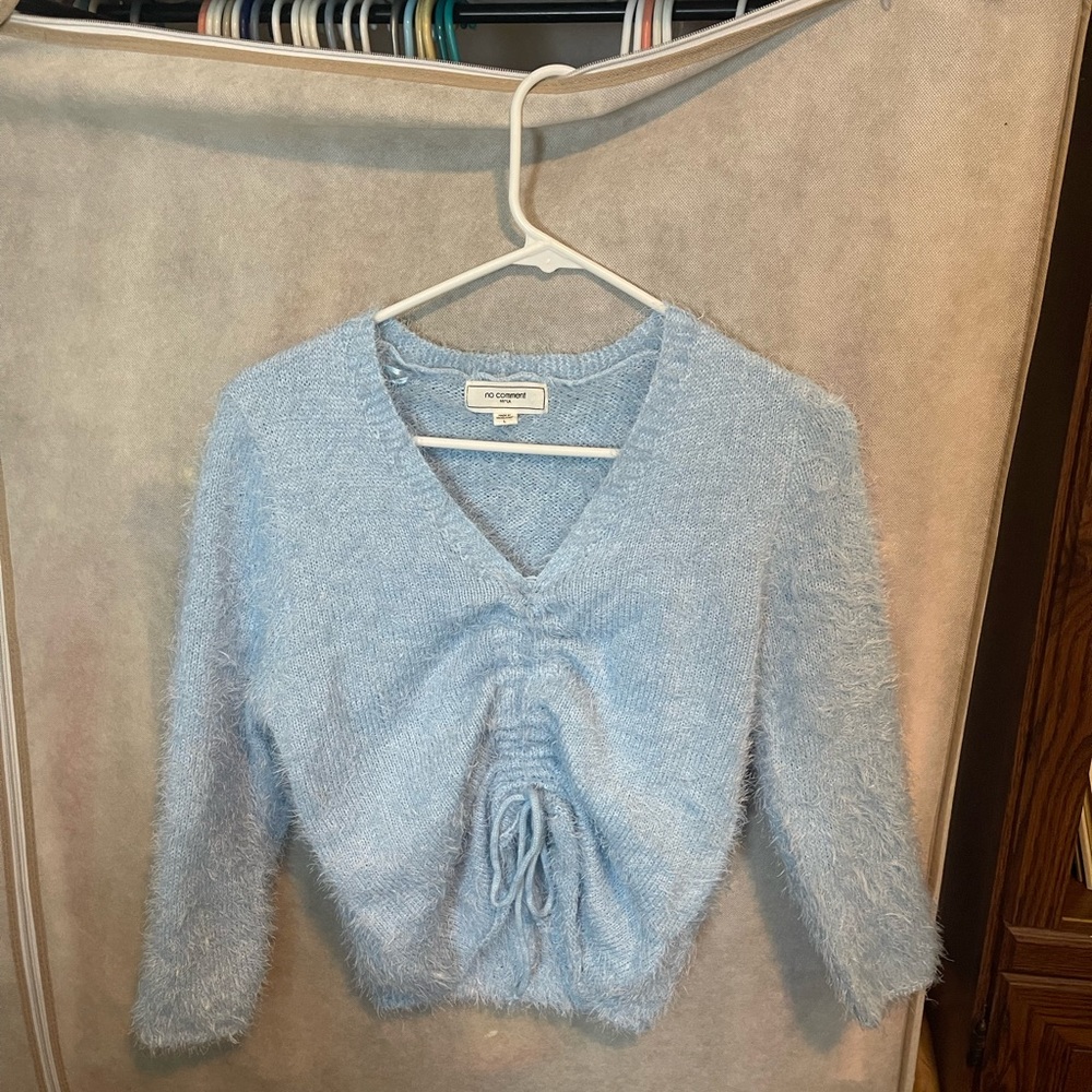 Fuzzy blue cropped sweater